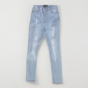 Fashion Nova Jeans Womens Size 9/10 Blue Light Wash Denim Distressed Skinny